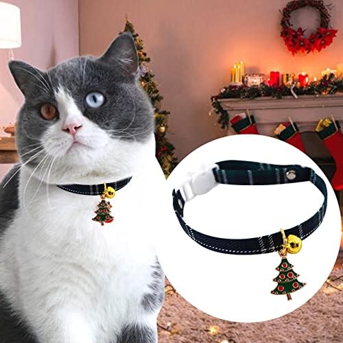 חג המולד חתול צווארון הבדלני עם פעמון דלעת קולרים בעבודת יד עץ חג המולד תליון מתאים לחתולים וכלבים