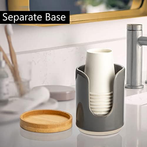 מתקן כוס דיקסי אמבטיה קרמיקה ויוסוניו-מחזיק מחזיק נייר חד פעמי של 3 אונקיות לשטיפת כוסות על משטחי יהירות אמבטיה
