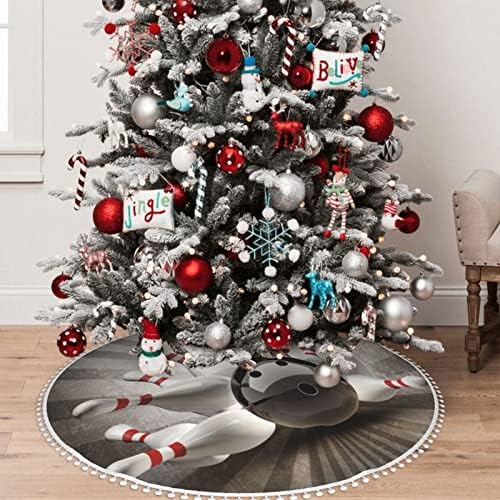 חצאית עץ חג המולד עם קיצוץ קיצוץ באולינג-כדור-אפור-אפור קישוטי בית חג המולד 48