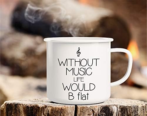 ללא מוסיקה חיים הייתי ב שטוח מוסיקאי 16 עוז אמייל נירוסטה מתכת קמפינג מדורה קפה ספל כוס - מצחיק סרקסטי