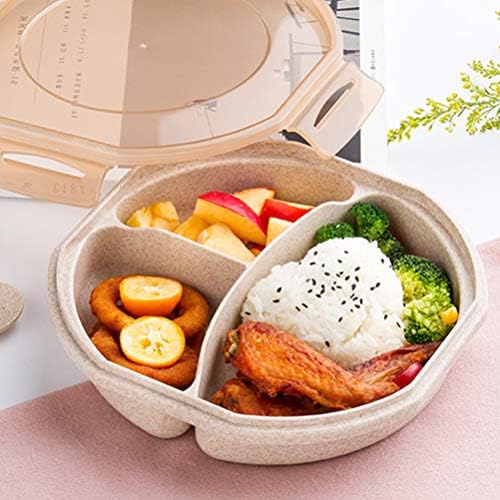 קופסת בנטו של Doitool לילדים ארוחת צהריים יפנית Bento Box תא חיטה קש חיטה אטום דליפות קופסת צהוב עם כף