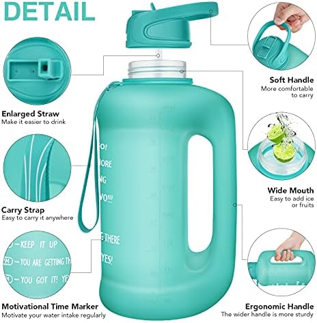 פאסר בקבוק שתייה שלב אחד 32 גרם בקבוק מים מוטיבציוני עם סמן זמן, קש ורצועה-BPA חינם ללא רעיל דליפה 1 ליטר