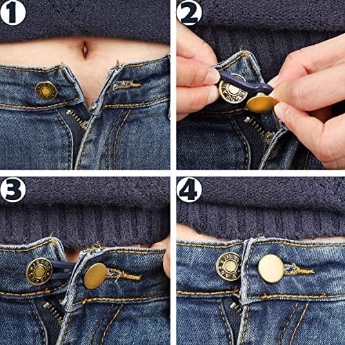 כפתור מרחיב מכנסיים של 10 מחשב, מותניים ג'ינס ללא תפור כפתור מאריך סיליקון המותניים מיידי לגברים ונשים