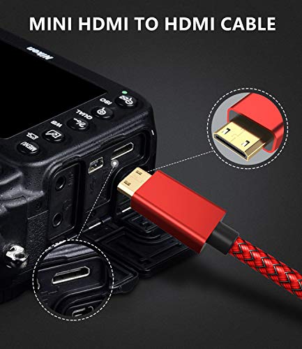 ELEBASE MINI HDMI ל- HDMI כבל 10 FT, 4K 60Hz מיני HDMI תואם למצלמת DSLR, מצלמת וידיאו, כרטיס מסך גרפי, מחשב נייד,