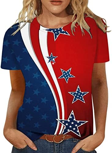 חולצת דגל אמריקאית נשים כוכבים פטריוטיים פסים חולצת טריק