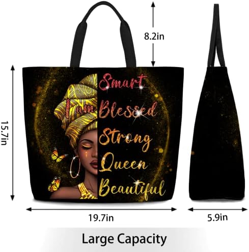נשים לשאת שקיות אפריקאי אמריקאי נשים ילקוט תיקי שחור ילדה קסם כתף תיק גדול קיבולת עבור חדר כושר נסיעות קניות