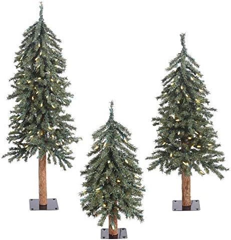 Vickerman 2 '3' 4 'קליפה טבעית עץ חג מולד מלאכותי אלפיני, אורות מיני איטלקים לבנים חמים, עץ חג המולד