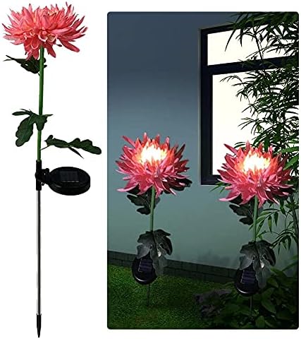 Ylyajy 2 pcs LED אור סולארי אור מלאכותי חרצית סימולציה פרח פרח גן חיצוני דשא נורות חצר אמנות לחצר ביתית
