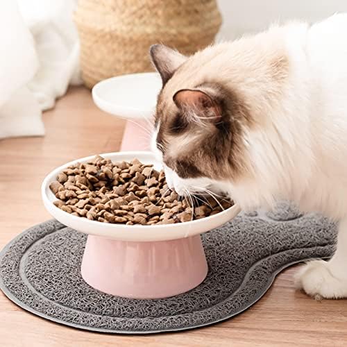 Alipis קערת אוכל חתול קערה קרמיקה קערת חיות מחמד גבוהה, צלחת מזון רדודה רחבה קערת מים חתול קערת