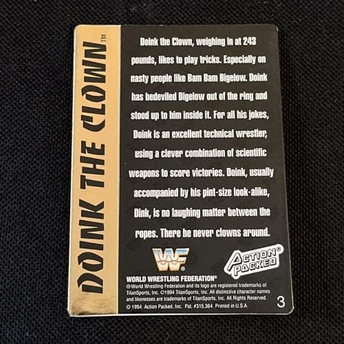 Doink The Clown 1994 Action Action ארוז WWF WWF חתום כרטיס חתימה - תמונות היאבקות עם חתימה
