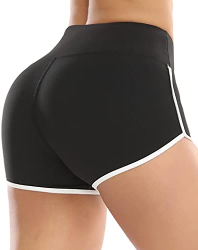 מכנסיים קצרים של שלל סטרטי אימון של Chrleisure לנשים, מכנסי יוגה רכים מותניים גבוהים