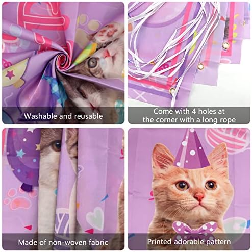 חתול מסיבת קישוט אספקת - חתול שמח יום הולדת רקע חתלתול צילום רקע, עבור חתול מאהב, ילדי ילדים חתול נושא יום הולדת