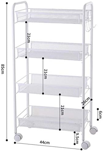 מדף עגלה של YGCBL עם גלגלים, יחידת מדפים-עמידה בתדף אחסון רב שכבתי מתלה לאחסון מתלה עגלה הניתנת לזזה עם גלגלים,