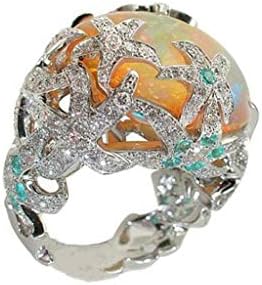 צלעות טבעת טבעות אנימה טבעת תכשיטי גבירותיי אופנה פרח רטרו מגמת זירקון משובץ טבעות אופל קריסטל טבעת