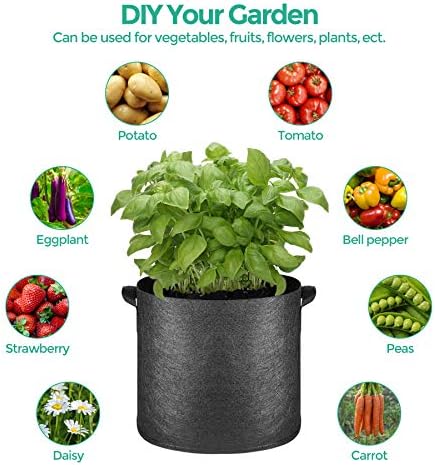 צמח בד T4U צמח שקיות עם ידית 10 ליטר חבילה של 5, סיר גינה חכם כבד שאינו ארוג מיכל משתלת אוורור