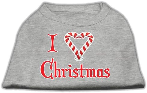 מוצרי חיות מחמד של מיראז '16 אינץ' אני לב לחג המולד לחג המולד חולצות הדפס לחיות מחמד, X-LAGE, אפור