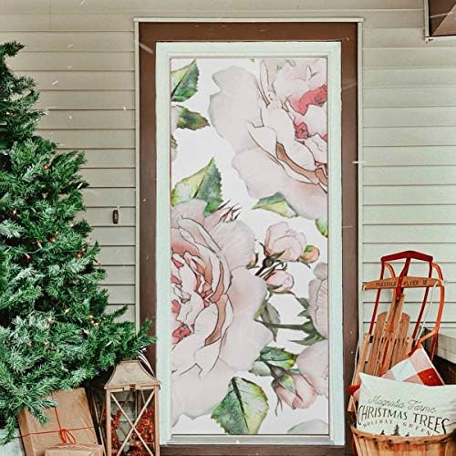 עיצוב דלתות Enevotx לנשים אדמונית יפהפה נוי נוי עיצוב דלת פרחוני לנשים כיסוי בד עמיד לחלון דלת מגן