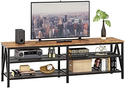 דוכן טלוויזיה עבור 65 70 אינץ טלוויזיה, ארוך 63 טלוויזיה מדיה קונסולת שולחן, ארון טלוויזיה עם 3 קומות אחסון מדפים,