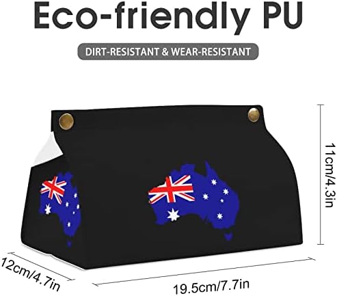 אוסטרליה דגל מפת קופסת רקמות כיסוי עור PU מחזיק קופסת רקמות מלבנית מארגן נייר מקרים מלבני