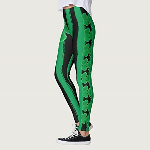 Dsodan מותניים גבוהים מכנסי יוגה אופנה נשים סנט פטריקס יום אימון הדפס עונתי חותלות מזל טוב מכנסיים ירוקים