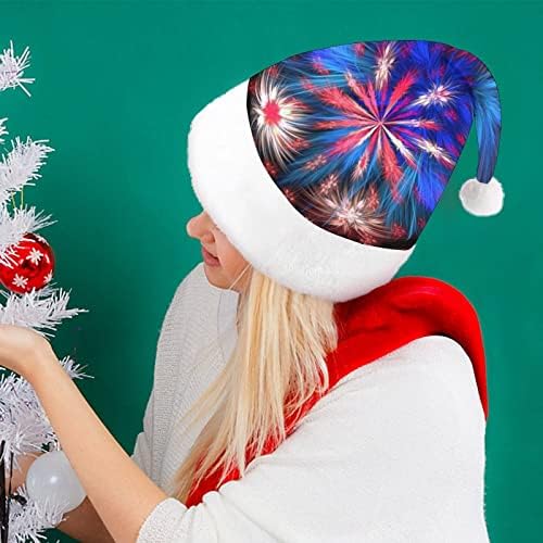 פטריוטית זיקוקין קטיפה חג המולד כובע שובב ונחמד סנטה כובעי עם קטיפה ברים ונוחות אוניית חג המולד קישוט