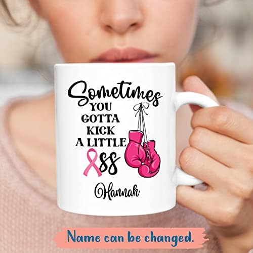 סרטן השד אגרוף ספל, לפעמים אתה צריך לבעוט קצת בתחת, אישית המודעות לסרטן השד מתנות, סרטן עידוד מתנה, תמיכה