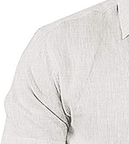 כפתור גברים למטה חולצות שרוול קצר, פשתן כותנה אופנה חולצת יוגה מזדמנת מפוספס