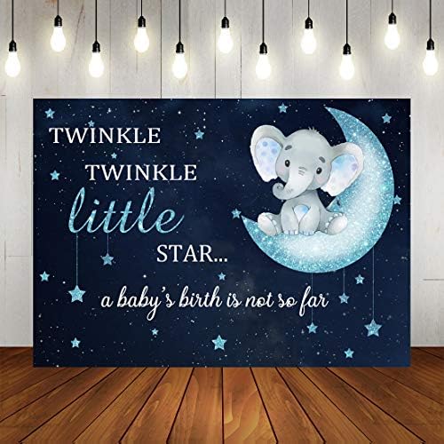 נצנץ נצנץ כוכב קטן תינוק מקלחת רקע כחול פיל צילום רקע לילד 7 * 5 רגל ויניל רקע פיל נושאים מסיבת באנר