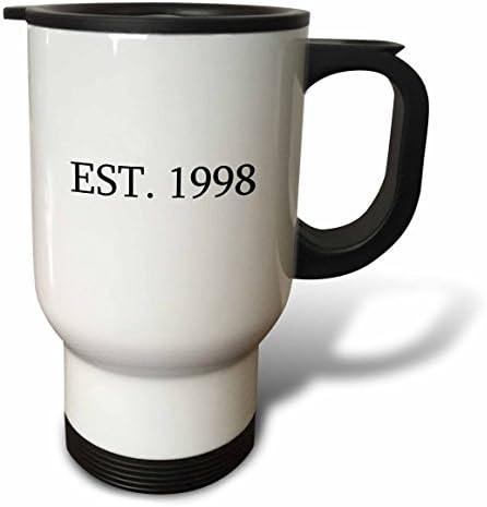 3DROSE EST 1998 שהוקם בשנת 1998 שנה לידה אישית שנה בהתאמה אישית נולדת טקסט שחור ספל נסיעות, 14 גרם, רב צבעוני