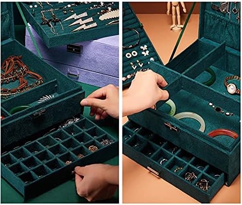 CFSLP גודל יתר של תכשיטים מארגן קופסאות קופסאות עגילי עגילי טבעות טבעות אחסון קיבולת גדול עם מנעול