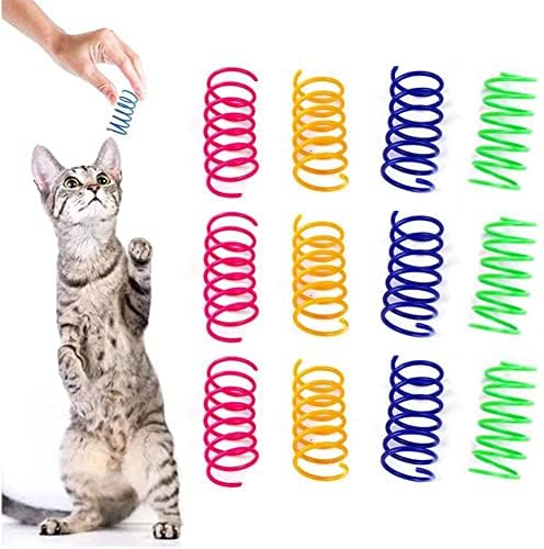 WWDZ 4/12 יחידות צעצוע אביב צעצועים אינטראקטיביים פלסטיים צבעוניים לחיית מחמד חתלתולים צעצוע כבד צעצוע