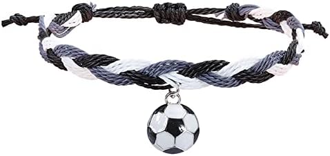 צמיד YISTU מותאם אישית לנשים גברים כדורגל קסם צמידי כדורגל מסיבת כדורגל מעדיפה שחור אדום לבן חום 2000