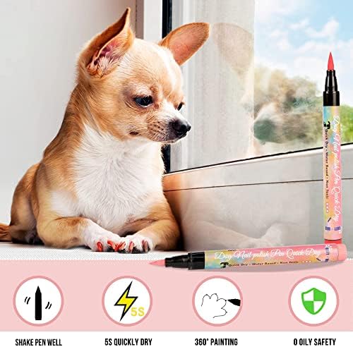 כלב לק עט-כלב לק עטים מהיר יבש 3 מט צבעים , כלב בטוח לק שאינו רעיל, מהיר יבש, חסר ריח, לק לכלבים