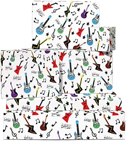 מתנה לעטוף נייר-מוסיקה גיטרה-יום הולדת ילד גלישת נייר-מתנה לעטוף גיליונות-עבור גברים נשים מתנה לעטוף נייר-מוסיקה