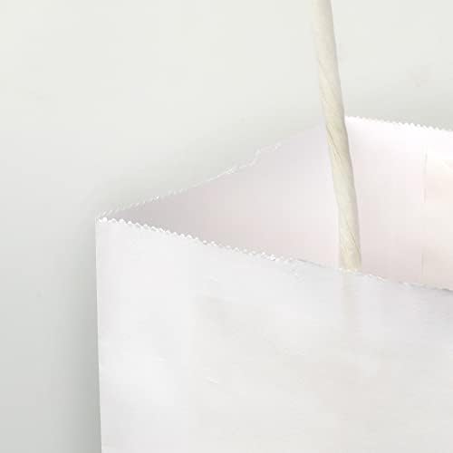 כל חבילת 100 שקיות מתנה נייר קראפט לבן בינוני &פוקסיה עם ידיות בתפזורת