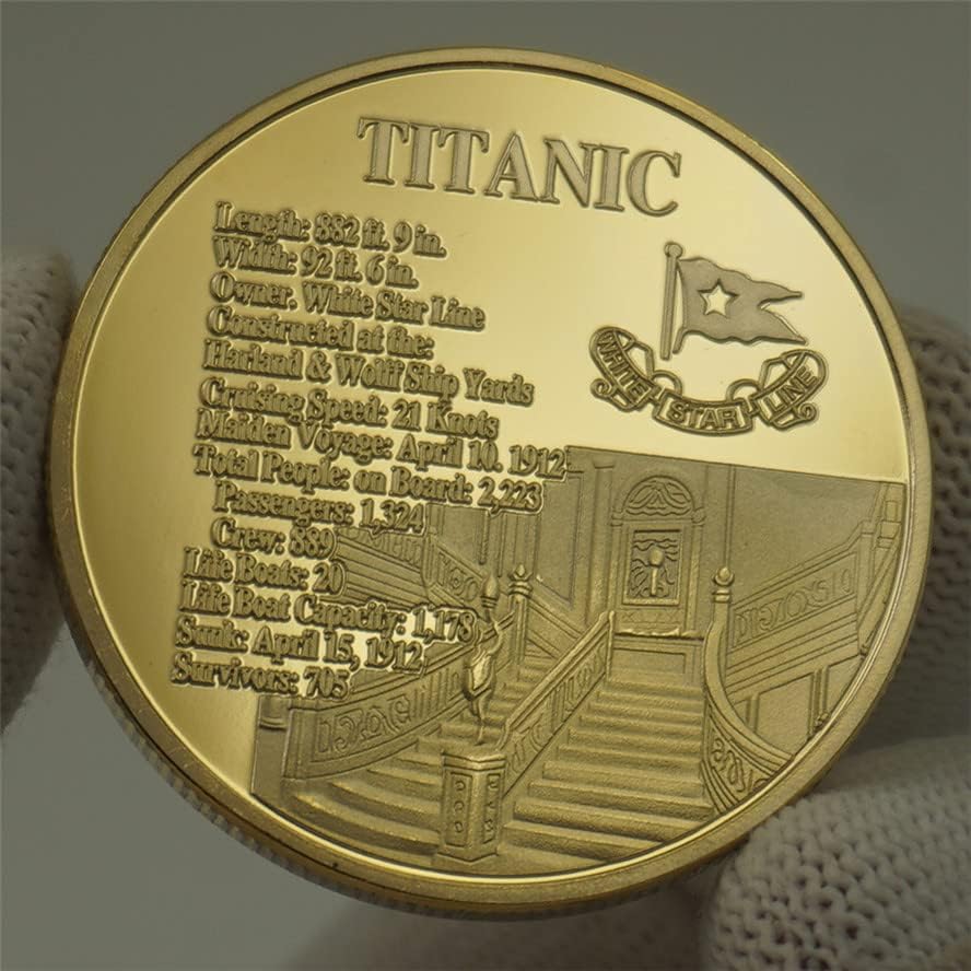 טיטניק הנצחה מטבע לב של אוקיינוס אהבה בברכת זהב מטבע מטבע אוסף לבקר טיטניק זהב מטבעות
