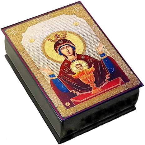 קופסת המחרוזת של DeTezo Madonna Icon Box Virgin Mary ומשיח קופסת גביע בלתי -אבן לחרוזי תפילה תכשיטים