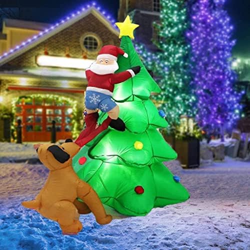 מתנפחים לחג המולד 2022, סנטה קלאוס מתנפח עץ חג המולד צעצוע מתנפח ענק עם אור LED חיצוני לחג