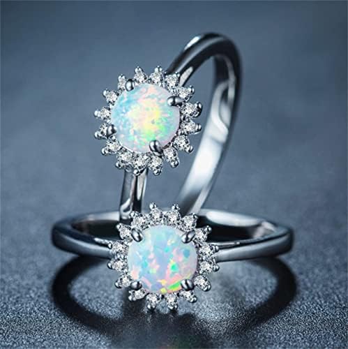 2023 חדש עגול אבן טבעת לבן אופנה טבעת יד תכשיטי אופל אופל תכשיטי טבעות נשים תכשיטי טבעות