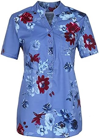 חולצות עבודה לנשים קיץ שרוול קצר צווארון כפתור טי בגדי עבודה כוללים חולצות וחולצות נשים