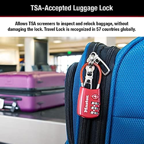 מנעול מנעול מאסטר, קבע שילוב משלך TSA מקובל נעילת מזוודות, 1-3/16 אינץ '. צבעים שונים, 4688T 2PK
