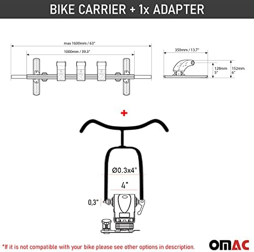 מתלה אופני מיטת תא המטען של OMAC לגבול ניסאן, 3 מנשא אופניים, עומס של 112 קילוגרמים, אלומיניום ופלדה,