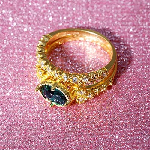 2023 חדש בהיר עוסק ירוק תכשיטי זירקון טבעת טבעת תכשיטים אבן עגול לנשים טבעות שמנמן צבעוני טבעות