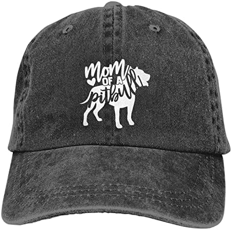נשים של פיטבול אמא כובע מתכוונן בציר במצוקה שטף ג ' ינס פיטבול כלב בייסבול כובע לנשים גברים