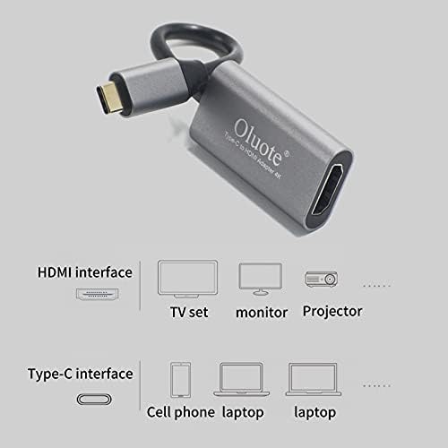 Oluote USB C ל- HDMI מתאם כבל 4K, Type-C ל- HDMI מתאם התואם ל- MacBook Pro 2019/2018/2017, MacMini