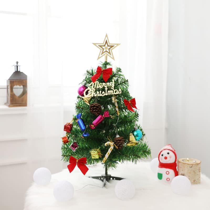 עץ חג המולד של HONP 50 סמ, עץ חג המולד המלאכותי של שולחן השולחן, עץ חג המולד מיני עם אורות מיתר