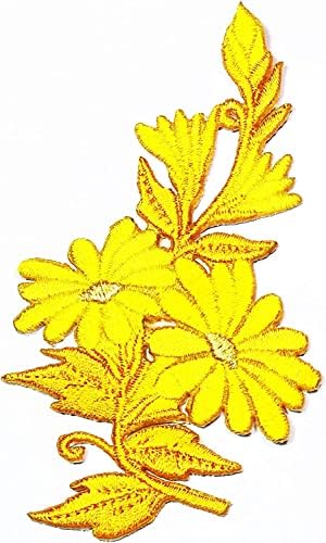 טלאי צהוב חמניות טלאים פרחים יפהפיים טלאי אפליקציה ברזל רקום על טלאי פרחים צבעוניים טלאי לשקיות