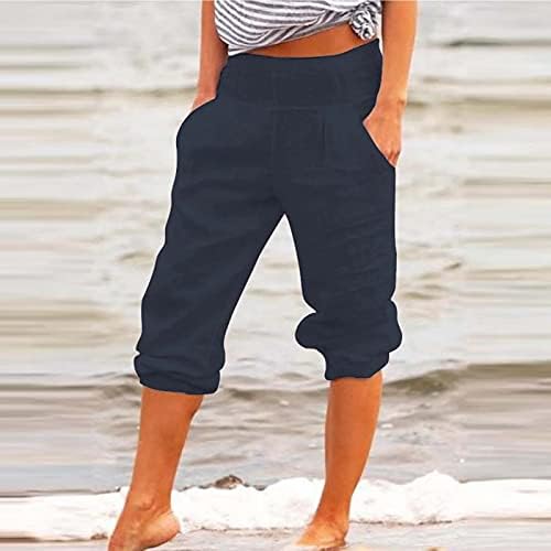 מיאשוי נשים מכנסיים מקרית עבודה גבוהה מותן כותנה מכנסיים כיס קצוץ ומוצק נשים של מכנסי קז ' ואל טאן מכנסי
