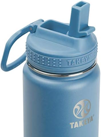 טייקיה מפעילה בקבוק מים מפלדת אל חלד מבודדת עם מכסה קש, 40 אונקיה, סומק