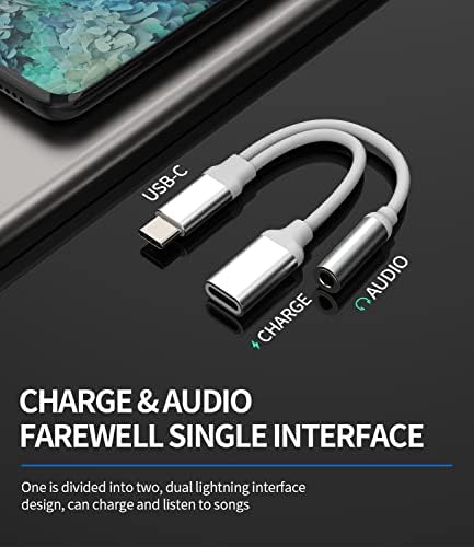 מתאם אוזניות USB-C עד 3.5 ממ Dongledac Type C מפצל מטען עבור Samsung Galaxy S22 S21 S20 Fe
